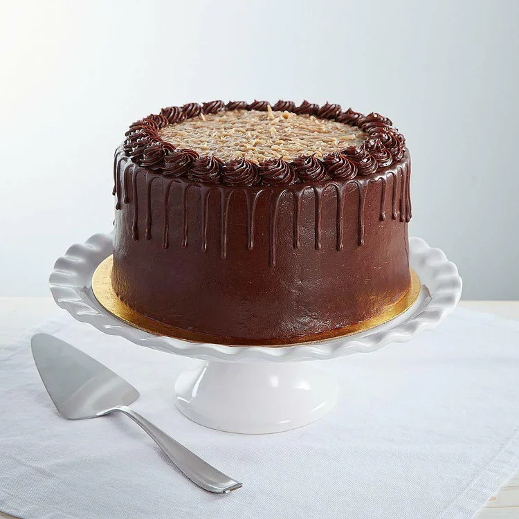 Chocolate layer cake with ganache drip