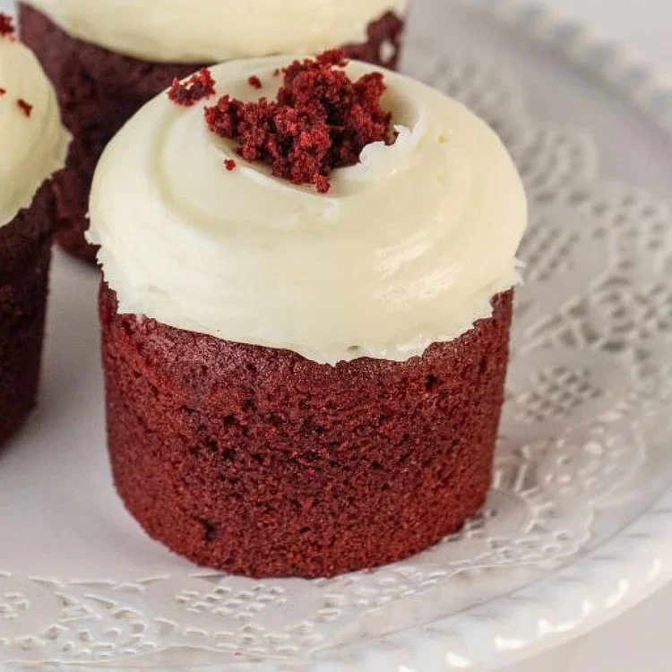 Red velvet cupcake with cream cheese frosting